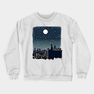 A silhouette of a person stargazing Crewneck Sweatshirt